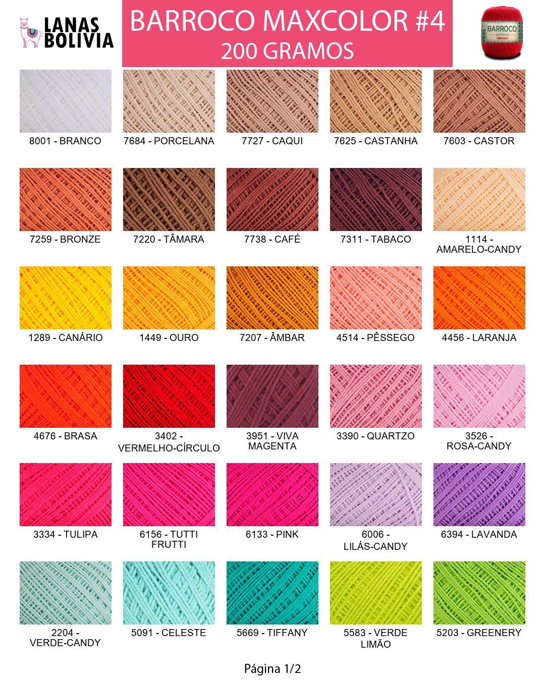 Colores disponibles de Barroco 4