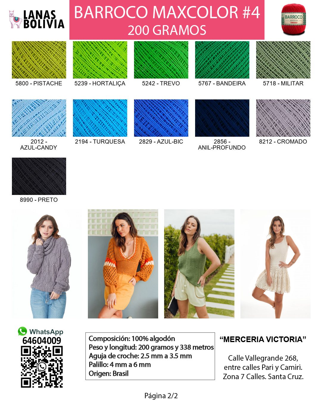Colores disponibles de Barroco 4