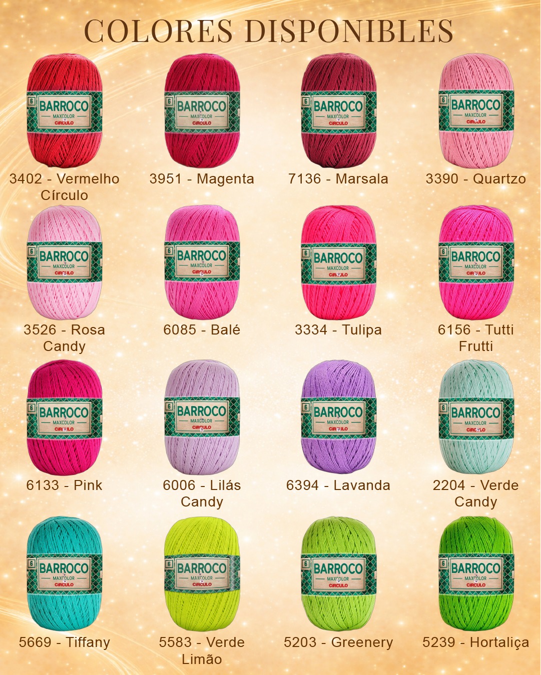 Colores disponibles de Barroco 6 400grs