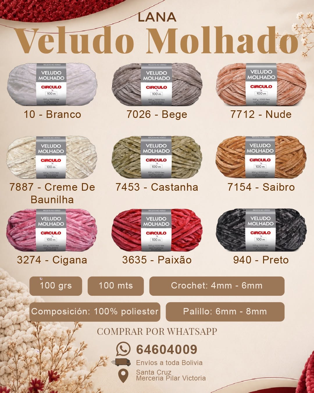 Colores disponibles de Veludo Molhado