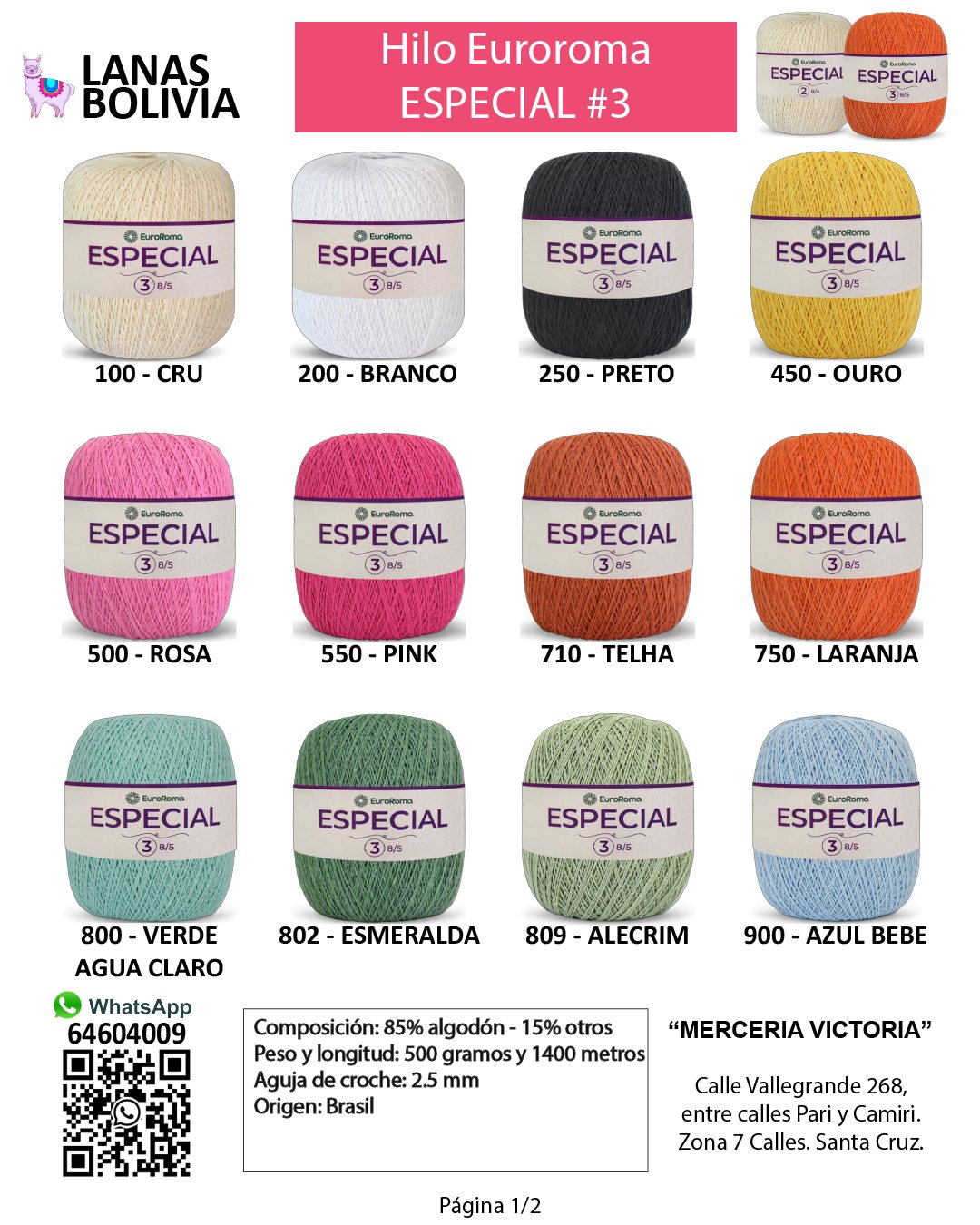 Colores disponibles de Especial