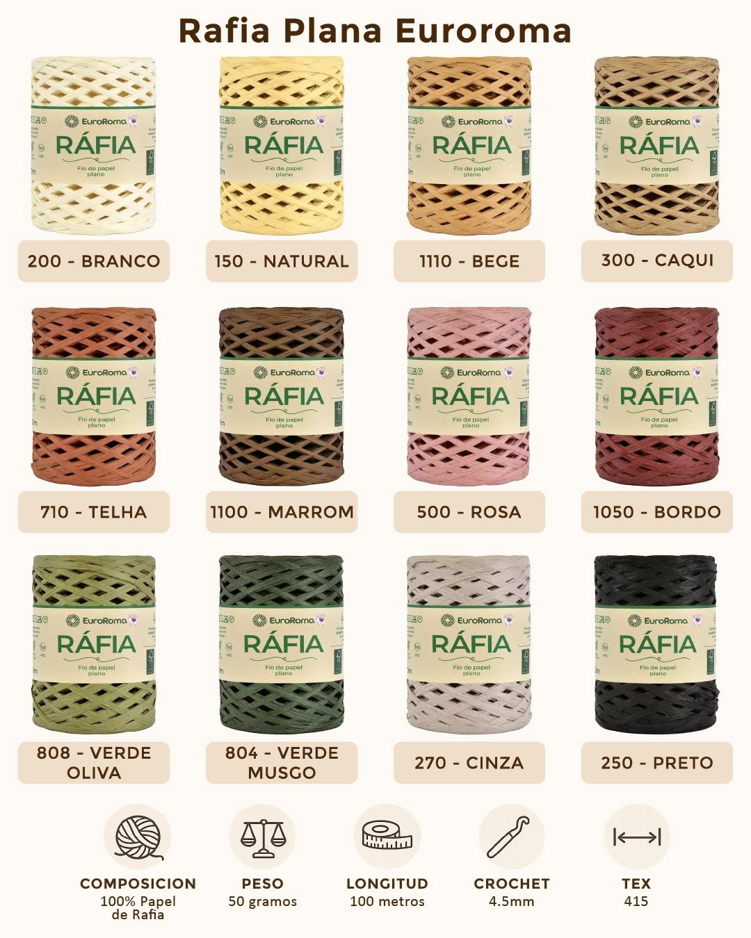 Colores disponibles de Raffia