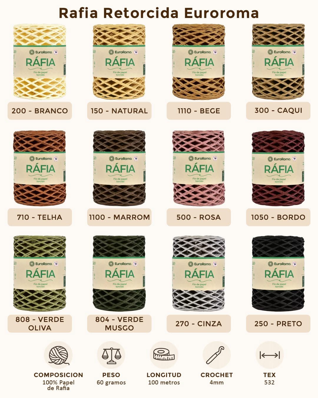 Colores disponibles de Raffia